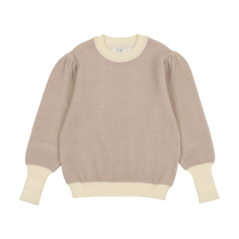 Coco Blanc Honey Comb Puff Sleeve Sweater