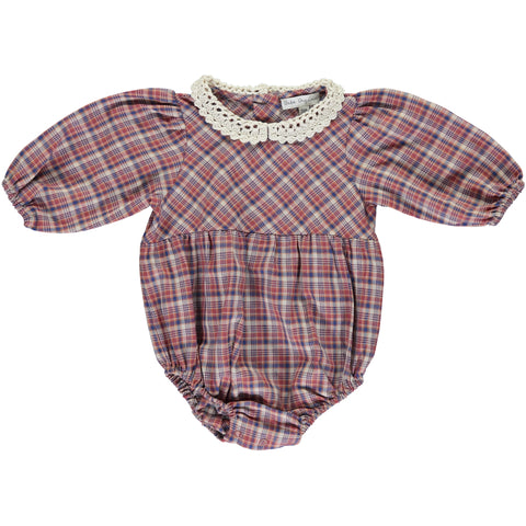 Bebe Organic Eleanor Romper Red Tartan Check