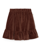 MY LITTLE COZMO ADRIANA VELOUR SKIRT BROWN