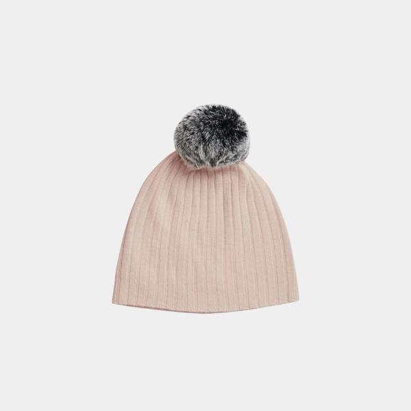 Belle Enfant Fur Pompom Hat Rose