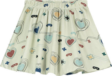 Beau Loves Natural Hearts & Masks Lines Circle Skirt