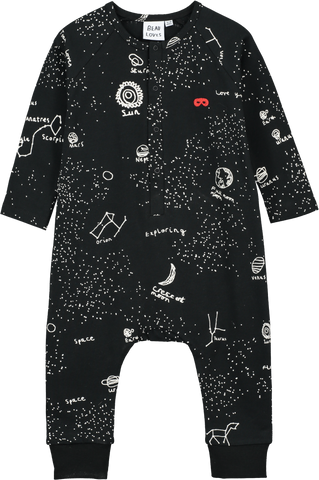 Beau Loves Black Galaxy Jersey Baby Romper