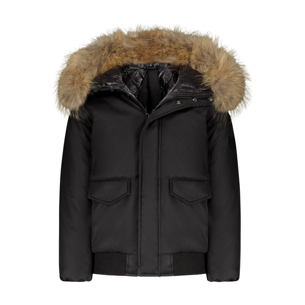 SCOTCH BONNET COAT BLACK CANVAS NATURAL FUR