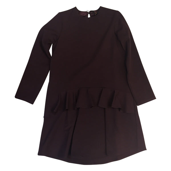 LAMANTINE DRESS W/ FRONT RUFFLE PLUM