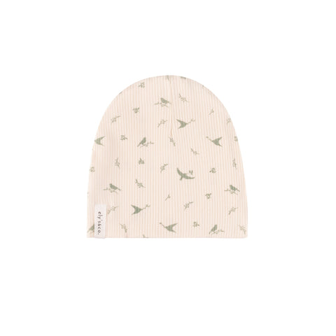 Ely’s & Co Ribbed Cotton - Bird - Sage/Cream - Beanie