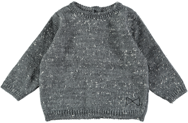 MINI SIBLING Knit Reversable Sweater-Cardigan	Grey Melagne