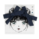 Knot Hairbands Linen Mini Bow Set Navy