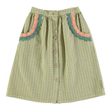 Piupiuchick Long skirt | Sage green checkered