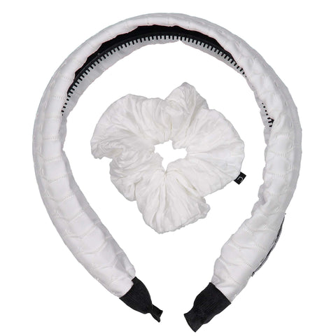 KNOT HAIRBANDS MAGIC HEADBAND + SCRUNCHIE SET WHITE