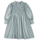 MIPOUNET FRILLED VIYELLA DRESS GREEN