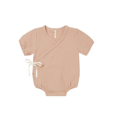 QUINCY MAE WOVEN WRAP ROMPER | BLUSH