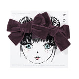 KNOT VELVET RIBBON BOW CLIP SET // PLUM