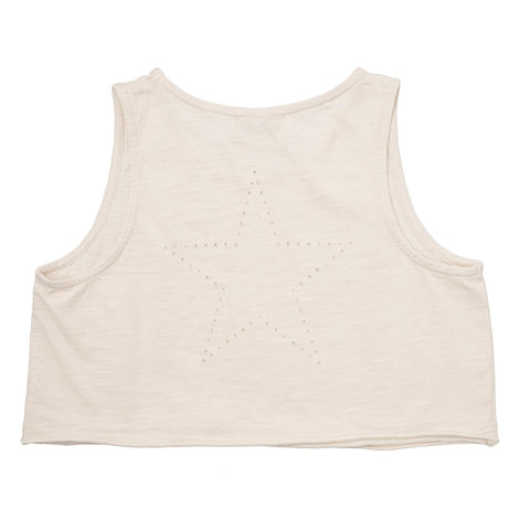 Tocoto Vintage Sleveeles Star Top Off-White