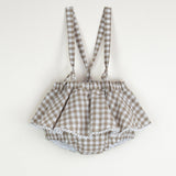 Popelin Gingham Romper Suit With Removable Straps