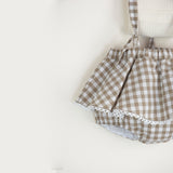 Popelin Gingham Romper Suit With Removable Straps