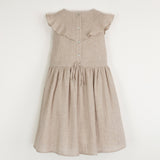 Popelin Sand Organic Dress With Yoke And Frill