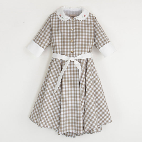 Popelin Gingham Cape-Style Dress