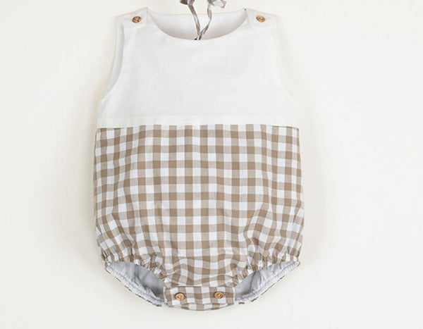 Popelin Gingham Organic Romper Suit