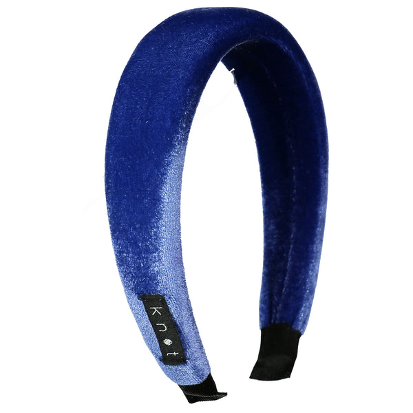 KNOT VELVET PUFF HEADBAND // COBALT