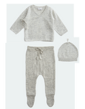 BELLE ENFANT Wrap Top, Leggings, Hat Set Silver Marl